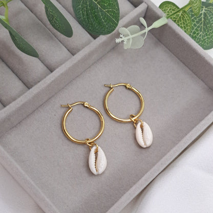 Cowrie Shell Earrings Gold