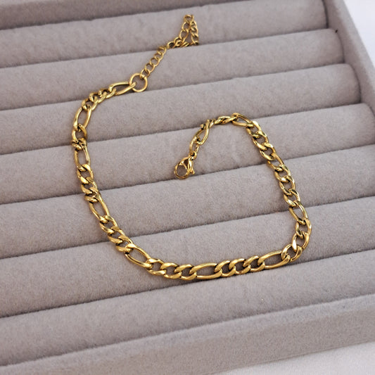 Figaro Gold chain Anklet Bracelet