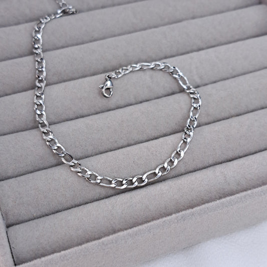 Medium Silver Figaro Chain Anklet Bracelet