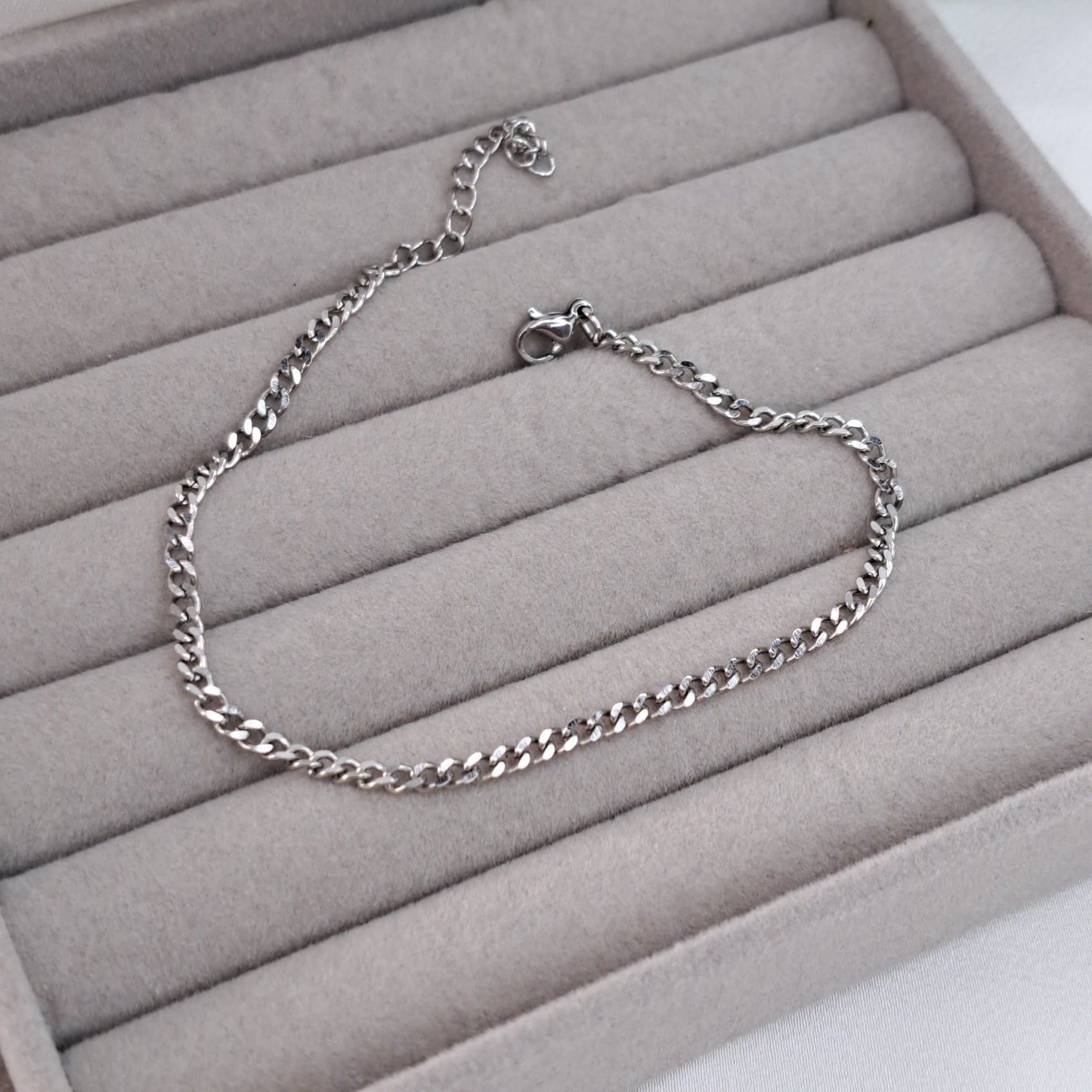 Small Silver Curb Chain Anklet Bracelet