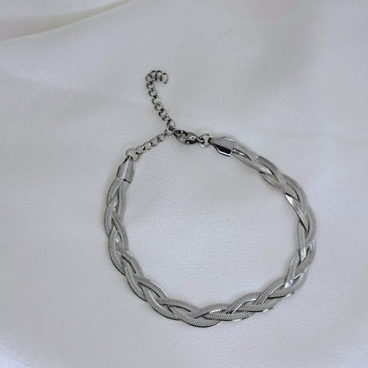 Silver Braid Snake Chain Bracelet