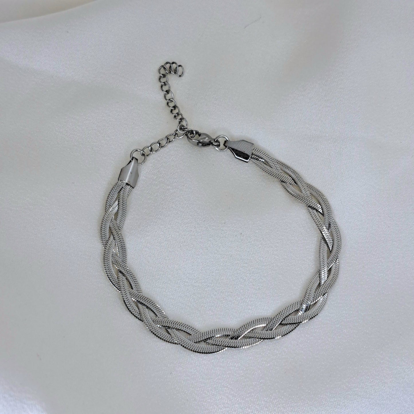 Silver Braid Snake Chain Bracelet