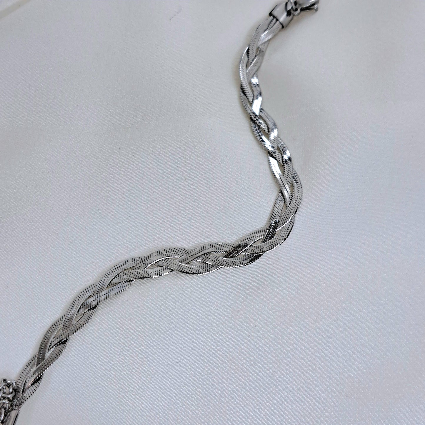 Silver Braid Snake Chain Bracelet