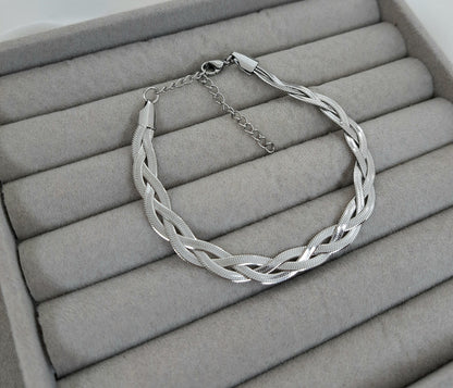 Silver Braid Snake Chain Bracelet