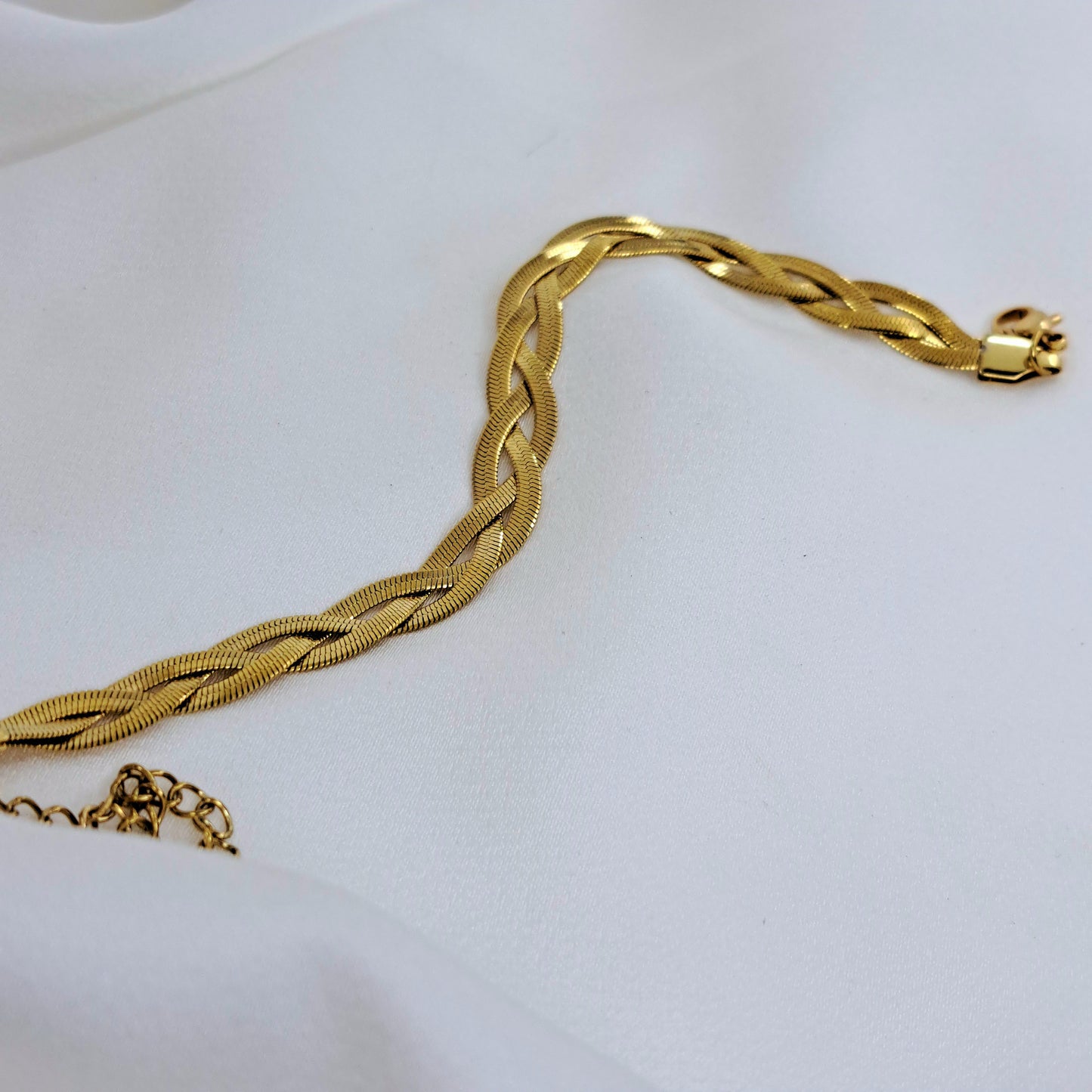 Gold Braid Snake Chain Bracelet