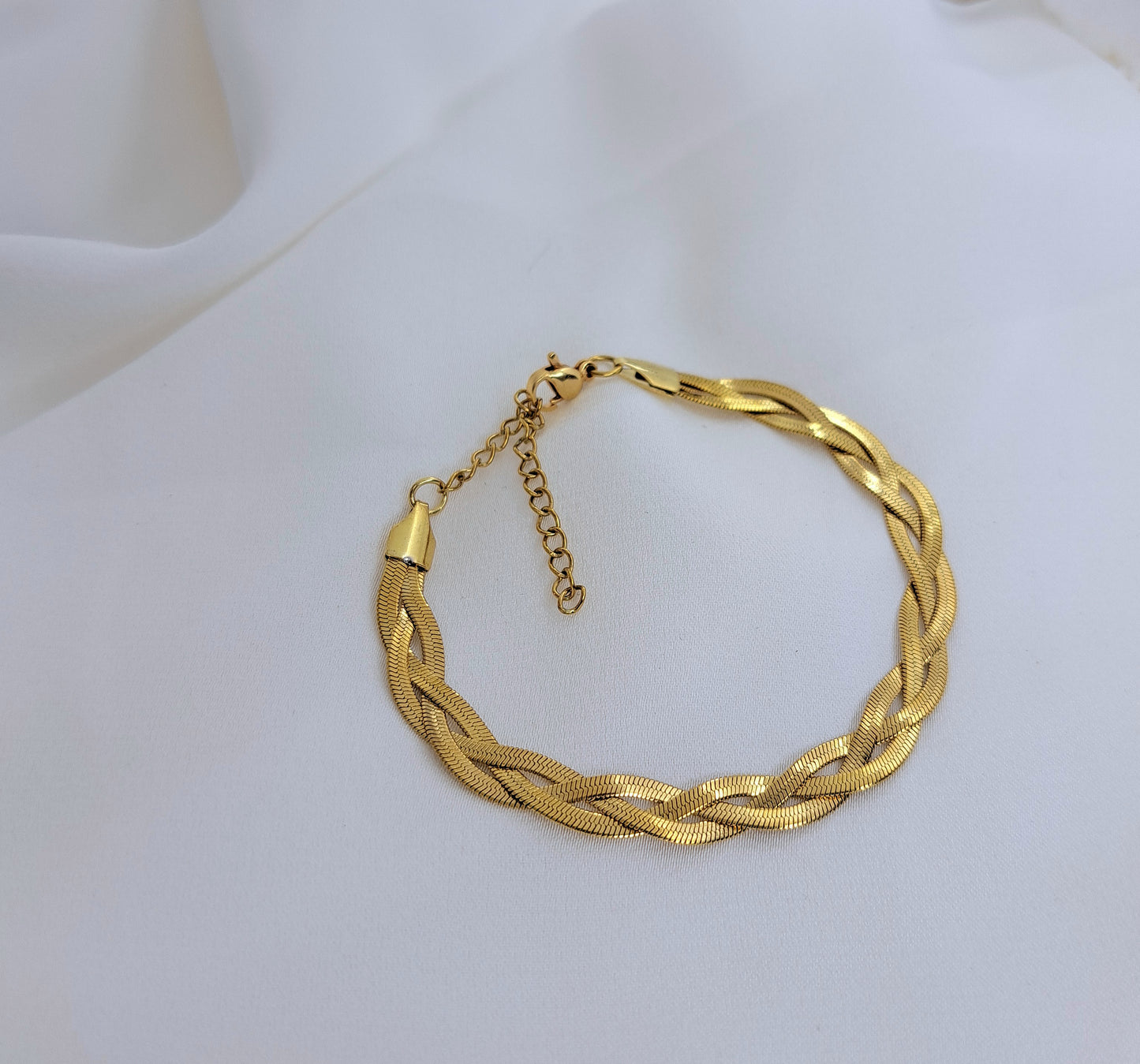 Gold Braid Snake Chain Bracelet