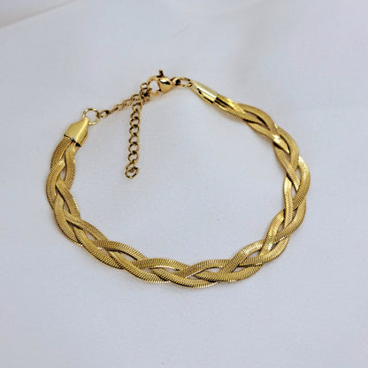 Gold Braid Snake Chain Bracelet