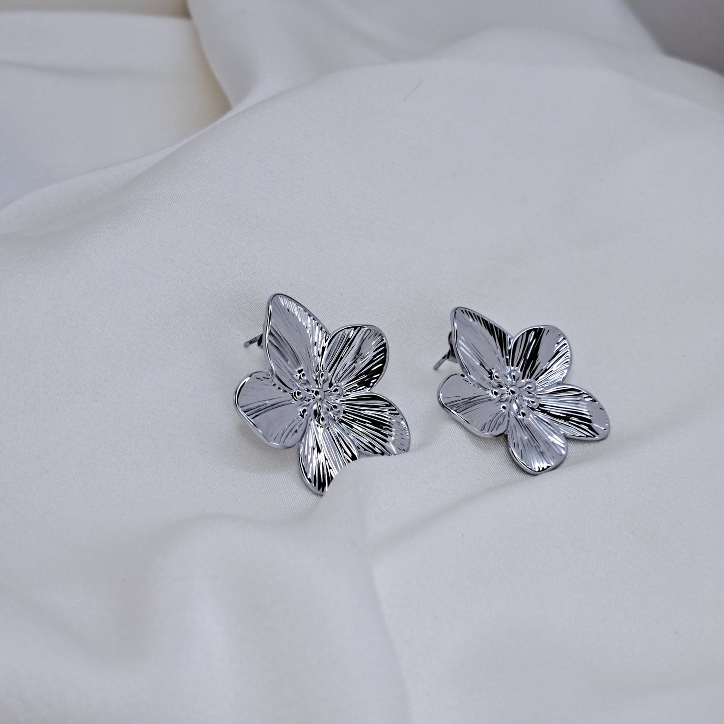 Silver Flower Stud Earrings