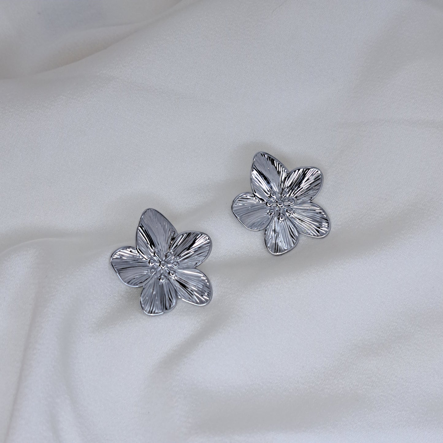 Silver Flower Stud Earrings