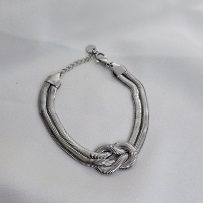 Silver Snake Knot Chain Bracelet