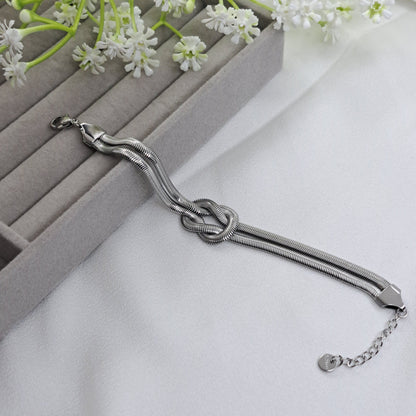 Silver Snake Knot Chain Bracelet