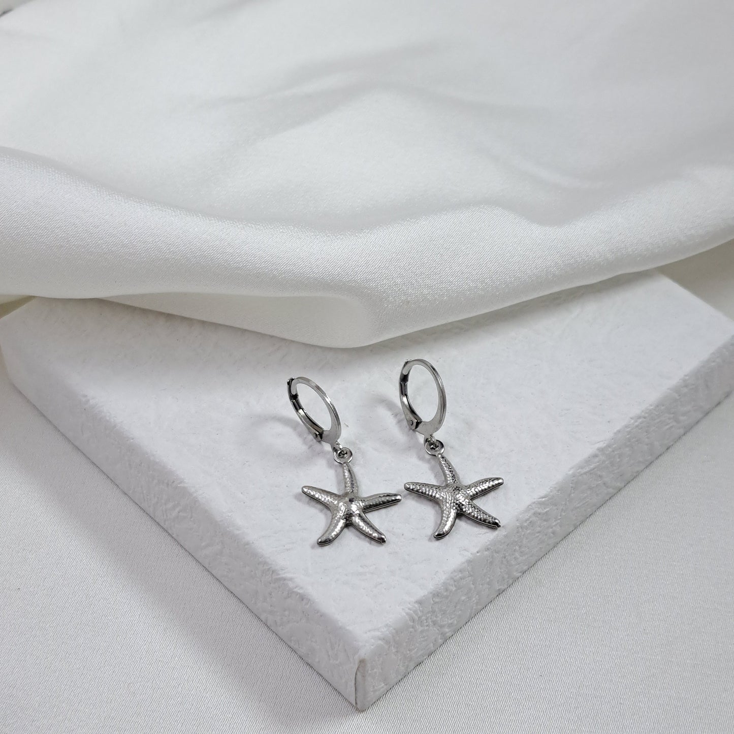 Starfish hoops silver