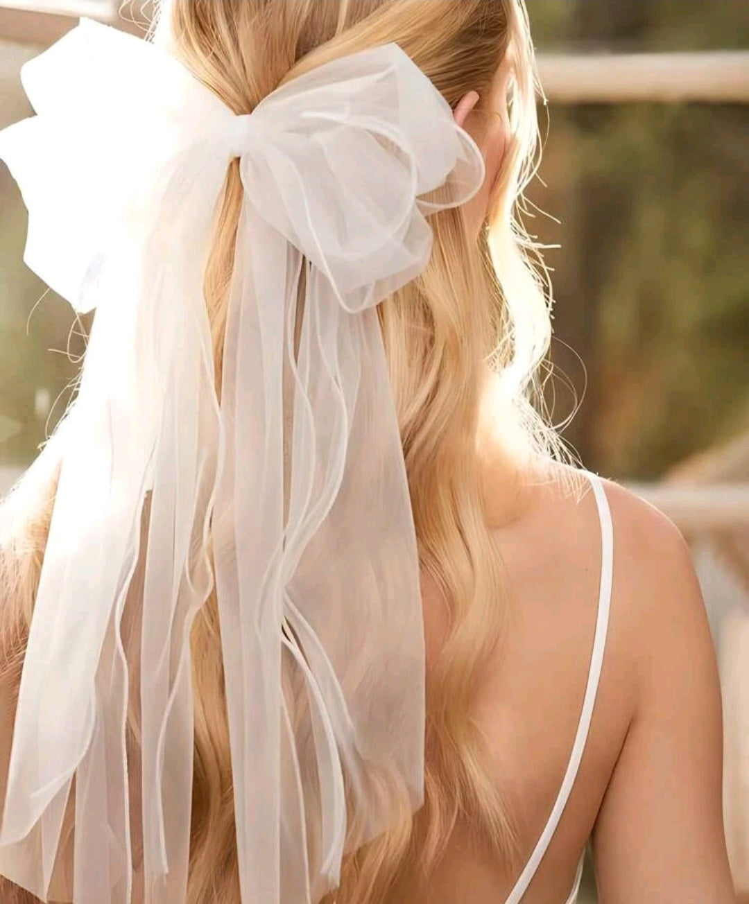 White Bow Bridal hair clip