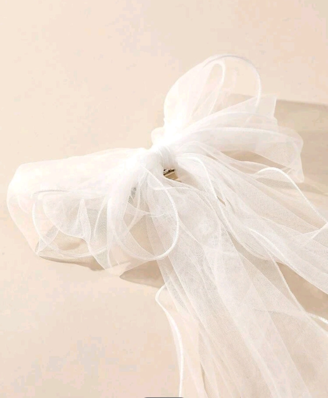 White Bow Bridal hair clip