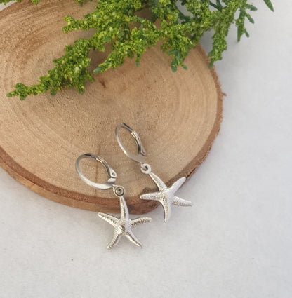 Starfish hoops silver