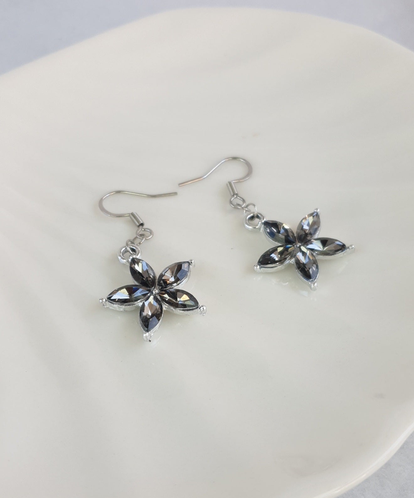 Black Diamond Flower earrings