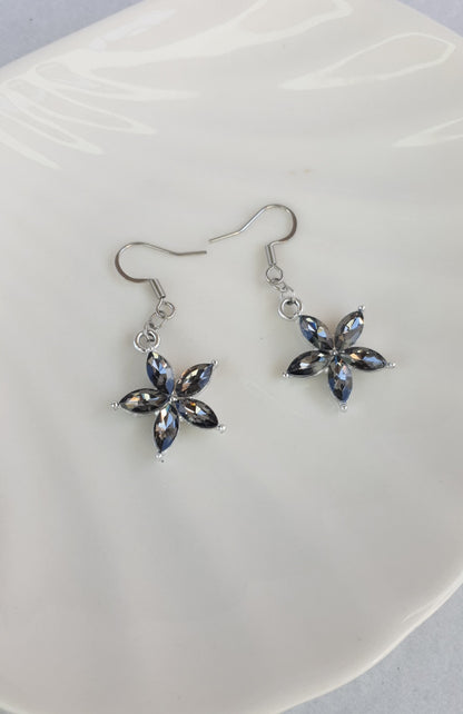 Black Diamond Flower earrings