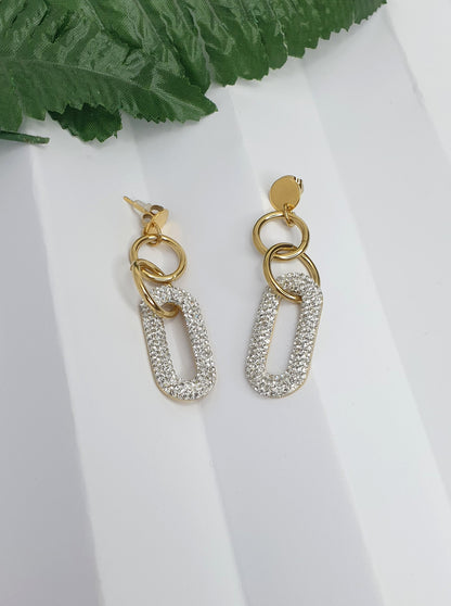 Rhinestone oval earrings