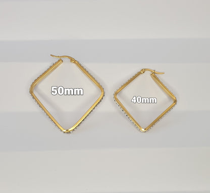 Rhinestone triangle earrings(2 sizes)