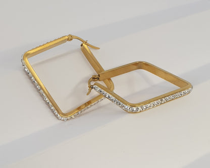 Rhinestone triangle earrings(2 sizes)